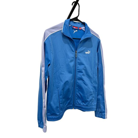 Vintage Puma Womens Track Jacket Size L Full Zip Blue White Stripes - Picture 3 of 10